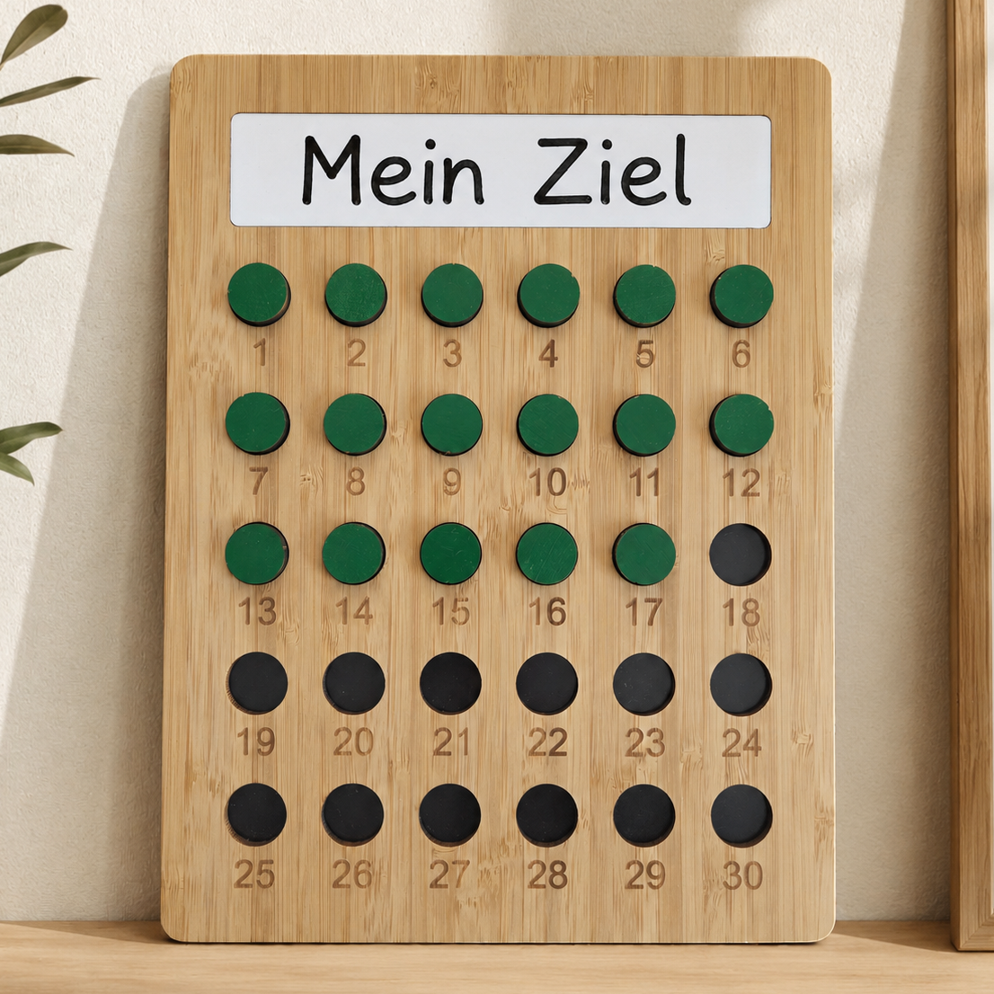 Magnetischer 30-Tage-Gewohnheitstracker aus Holz mit beschreibbarem Zielfeld für persönliche Ziele