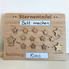 Belohnungstafel aus Holz für Kinder mit magnetischen Sternen
