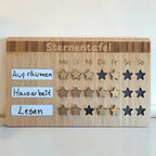 Belohnungstafel Wochenroutine aus Holz für Kinder mit drei Aufgabenfeldern und 21 magnetischen Sternen