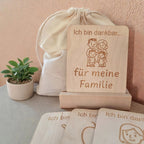 Dankbarkeitskarten aus Holz für Kinder im Holzständer