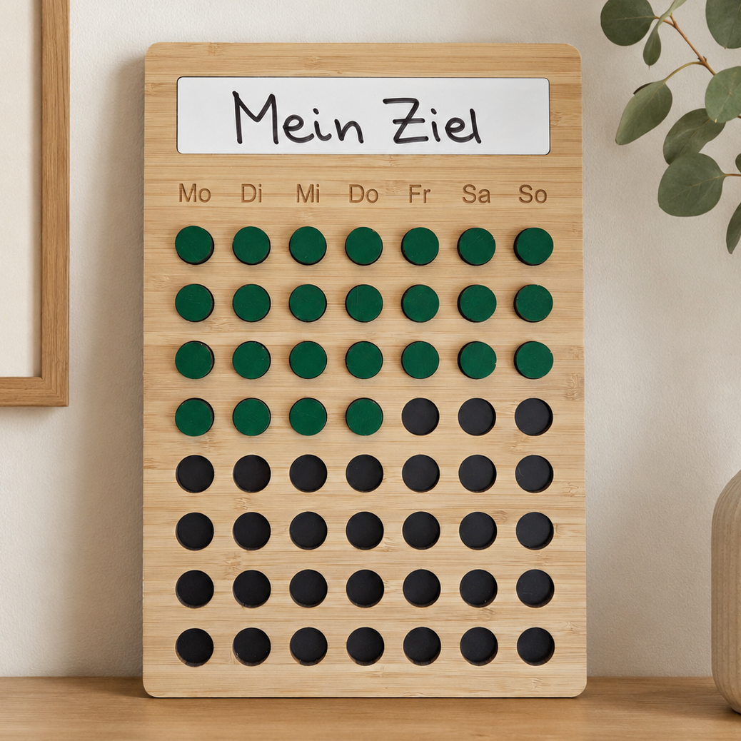 Magnetischer Gewohnheitstracker aus Holz mit 8-Wochen-Raster für persönliche Ziele