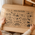 Kork-Schreibtischunterlage für Kinder mit positiven Affirmationen und Tiermotiven