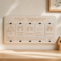 Magnetischer Tagesplan aus Holz für Kinder mit Aktivitätskarten und Zeitkarten für den Tagesablauf