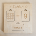 Zahlen-Lernbrett aus Holz für Vorschule und Kindergarten mit Mengenkarten, Ziffern und Zahlwörtern