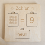 Zahlen-Lernbrett aus Holz für Vorschule und Kindergarten mit Mengenkarten, Ziffern und Zahlwörtern