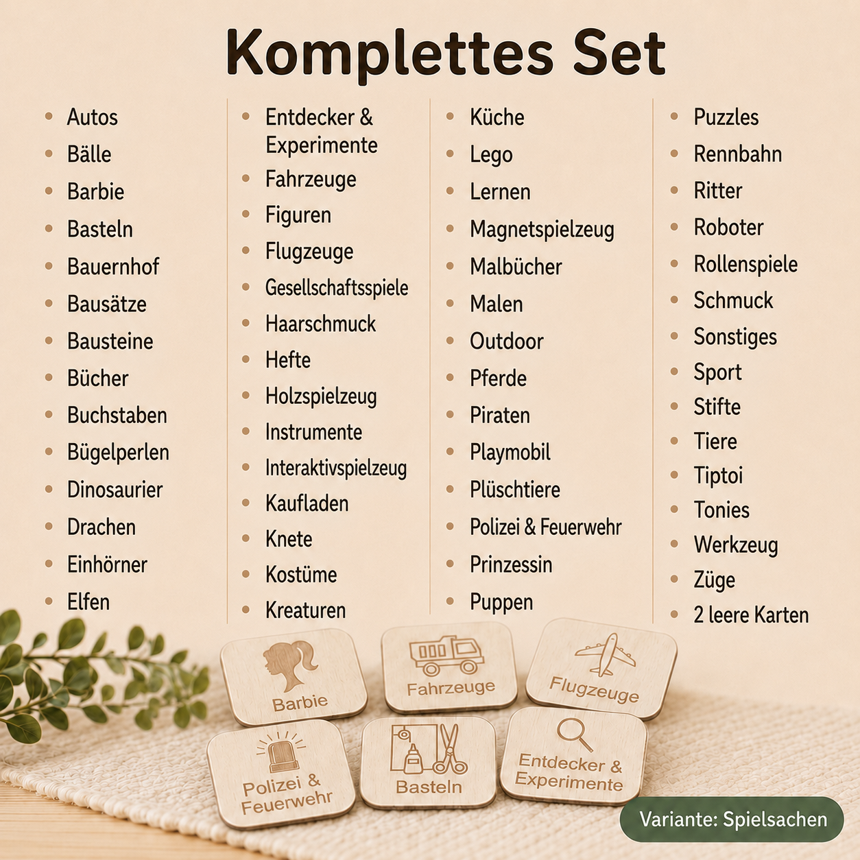 Komplettes Kinderzimmer Etiketten Holz Set Variante Spielsachen