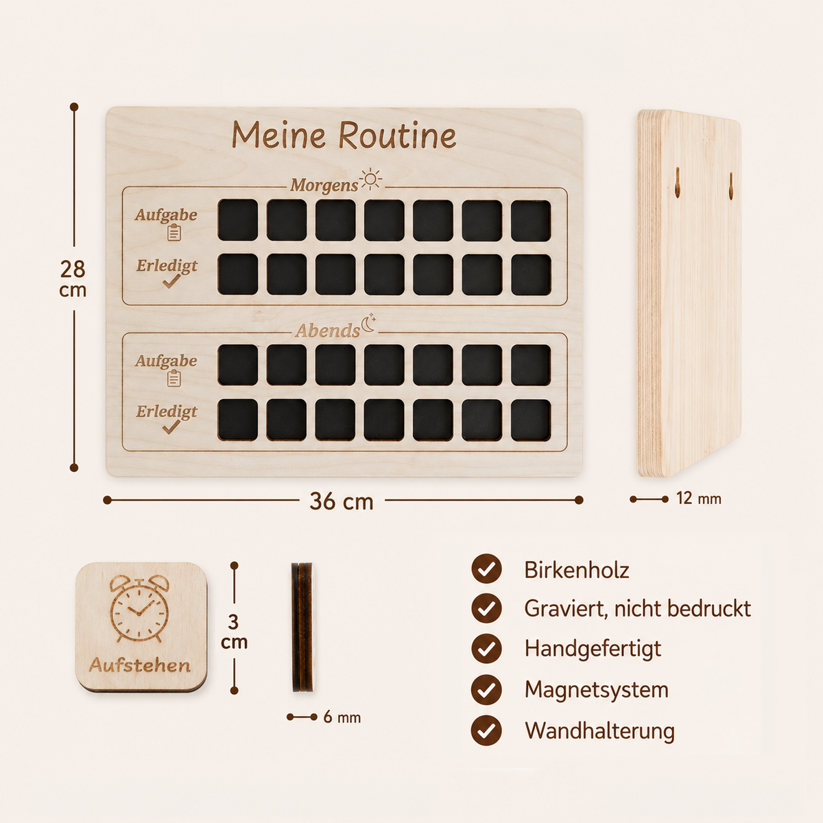 Spezifikationen und Vorteile der Routinetafel aus Holz für Kinder