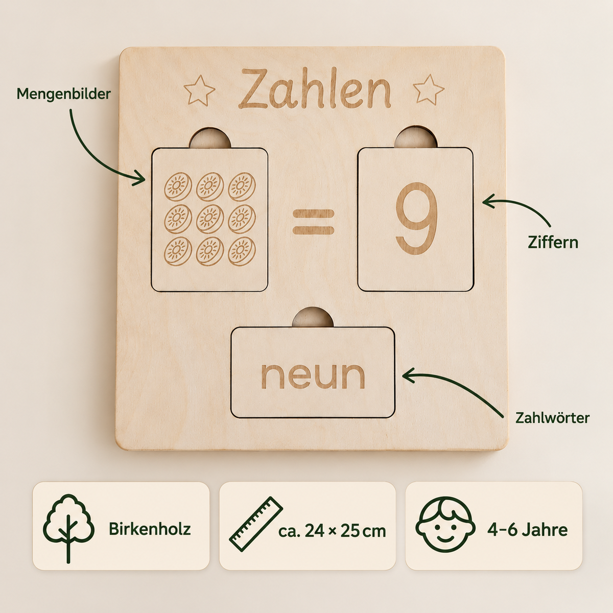 Zahlen-Lernbrett aus Holz - Übersicht