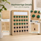 Detailansicht des magnetischen Habit-Trackers mit gravierten Zahlen, Magneten und Wandhalterung
