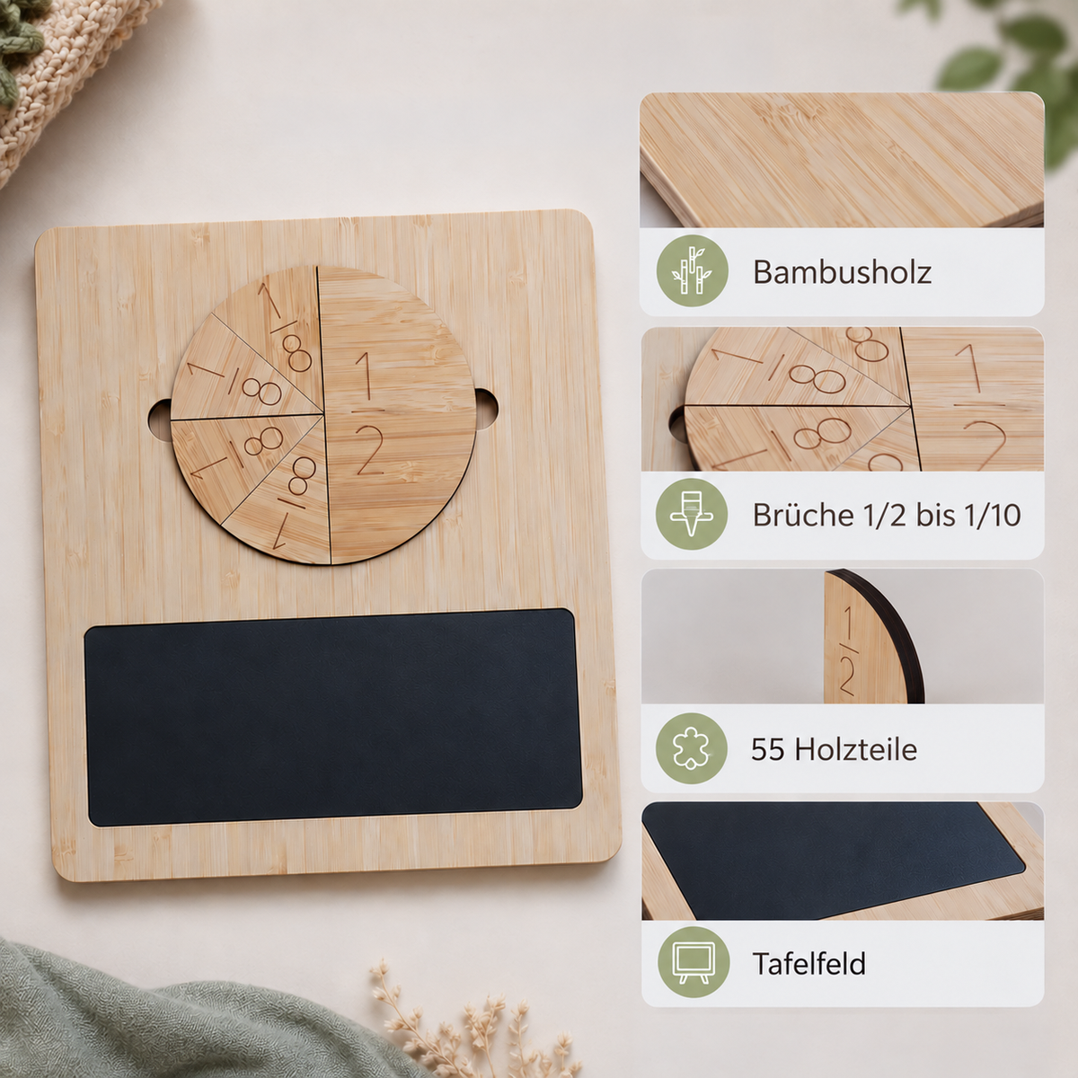 Bruchrechnen-Lernset aus Holz - Vorteile