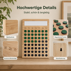 Detailansicht des magnetischen Habit-Trackers mit Wochentagen, Magneten und Wandhalterung