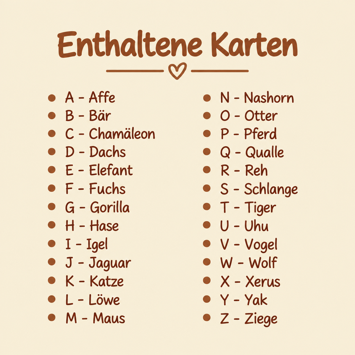 Komplettes Set sensorischer Holz-Buchstabenkarten von A bis Z mit Tiermotiven, Schreibpfeilen, Holzständer und Beutel