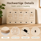 Detailansicht des Tagesplans aus Holz für Kinder