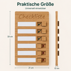 Aufgabenliste aus Holz in praktischer Größe mit sechs Feldern zum Abhaken