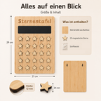 Belohnungstafel aus Holz mit 25 Sternen und Stoffbeutel