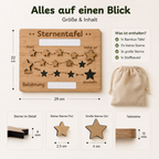 Belohnungstafel aus Holz mit magnetischen Sternen und Stoffbeutel