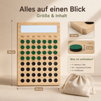 Holz-Gewohnheitstracker mit 8-Wochen-Plan, 56 Magneten und Stoffbeutel