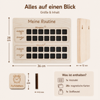 Routinetafel aus Holz für Kinder mit 28 magnetischen Karten und Stoffbeutel