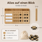 Sternentafel Wochenroutine aus Holz mit 21 magnetischen Sternen und Stoffbeutel