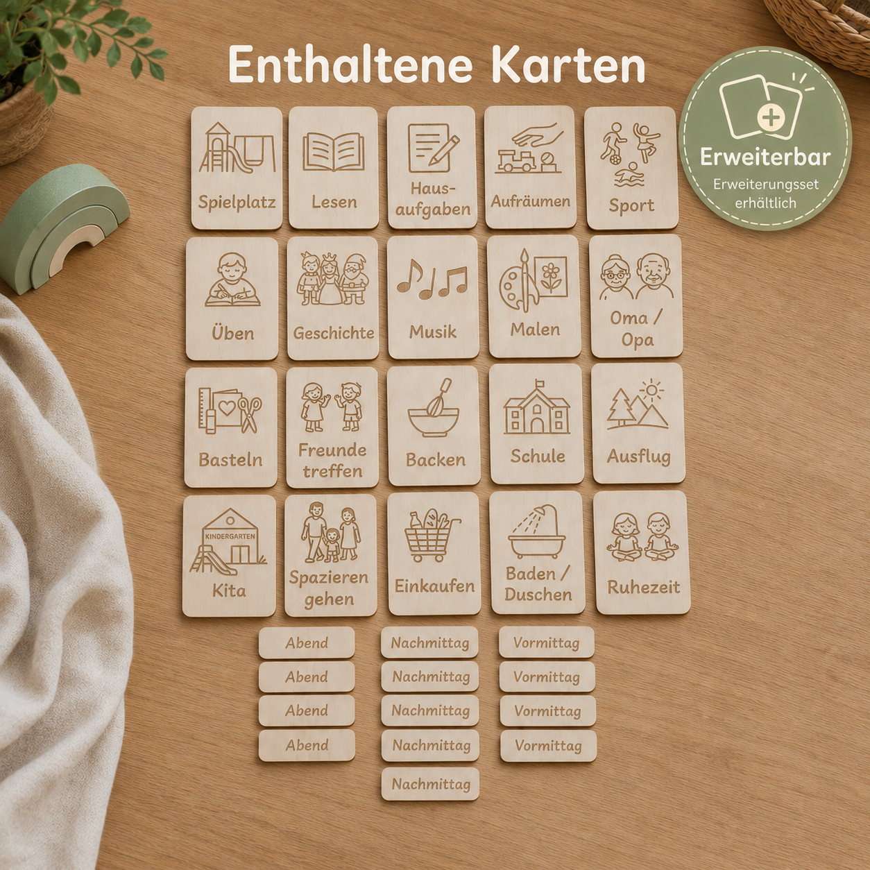 Tagesplan für Kinder enthaltene Karten